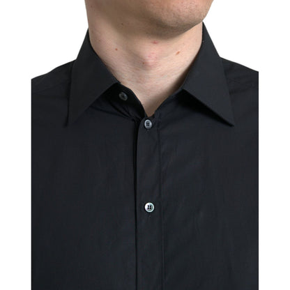 Dolce & Gabbana Black Cotton Men Formal GOLD Dress Shirt Dolce & Gabbana