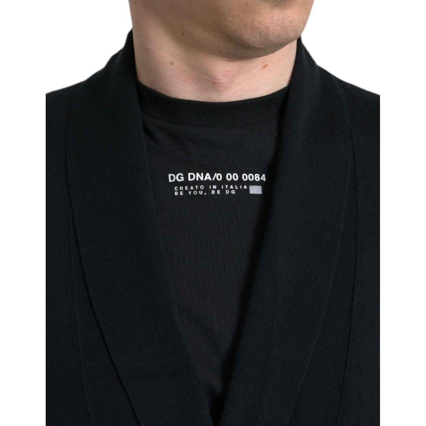 Dolce & Gabbana Black Cashmere Long Sleeves Belted Wrap Robe Dolce & Gabbana