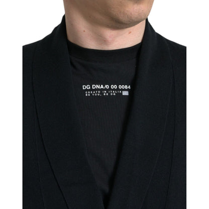 Dolce & Gabbana Black Cashmere Long Sleeves Belted Wrap Robe Dolce & Gabbana