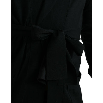 Dolce & Gabbana Black Cashmere Long Sleeves Belted Wrap Robe Dolce & Gabbana