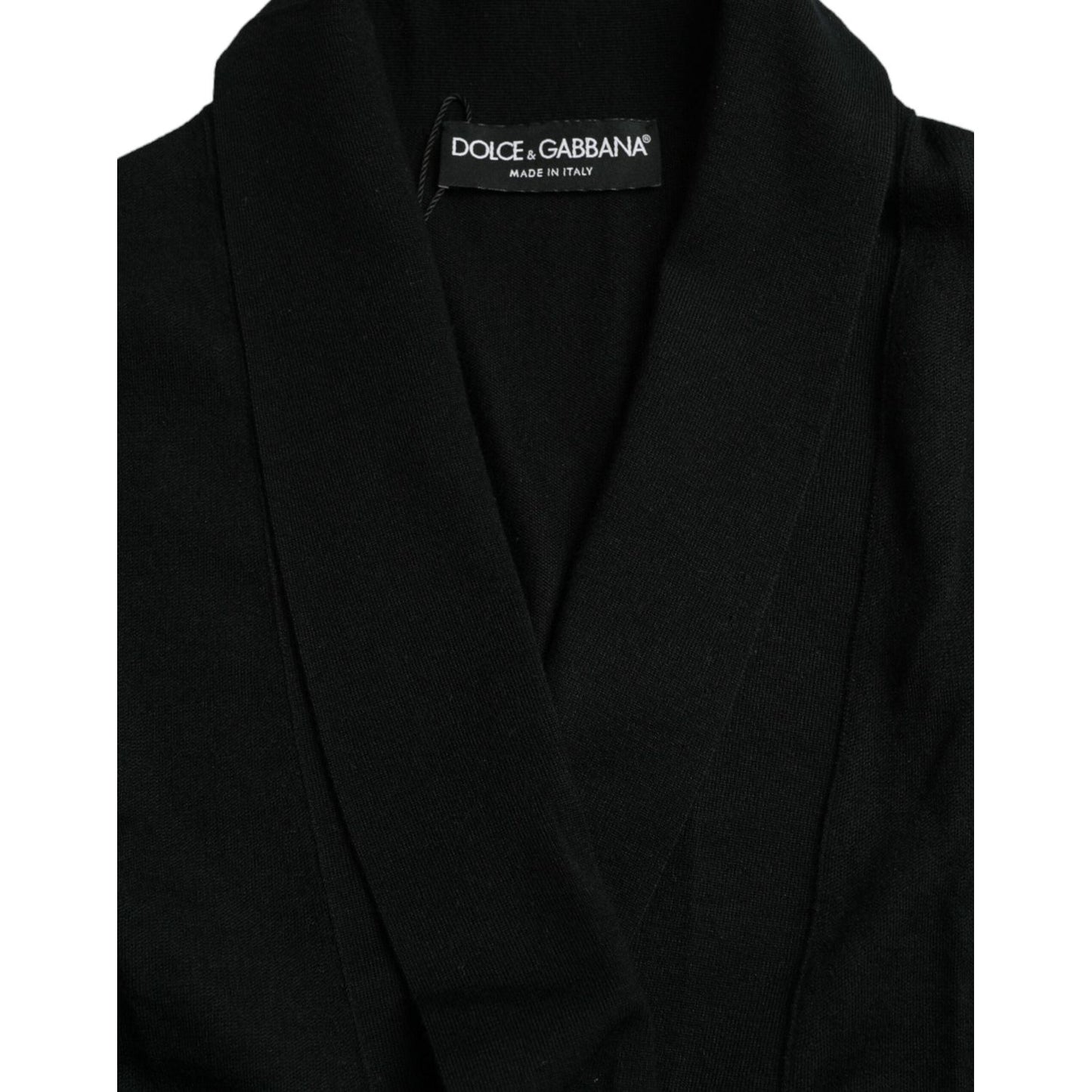Dolce & Gabbana Black Cashmere Long Sleeves Belted Wrap Robe Dolce & Gabbana