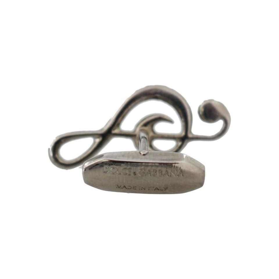 Dolce & Gabbana Silver Brass Tremble Clef Crystal Cufflinks