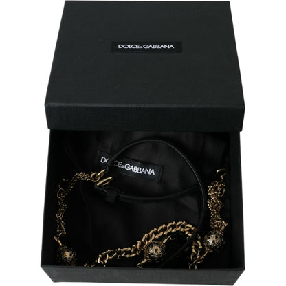 Dolce & Gabbana Black Suede Gold Chain Crystal Waist Belt