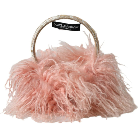 Dolce & Gabbana Pink Shearling Fur Winter Warmer Headband Ear Muffs SMY101312-One size