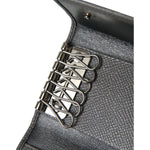 Dolce & Gabbana Gray Leather Silver Metal Logo Plaque Trifold Keyring SMY101305