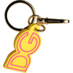 Dolce & Gabbana Yellow Rubber Gold Tone Metal DG Logo Keyring Keychain SMY101360