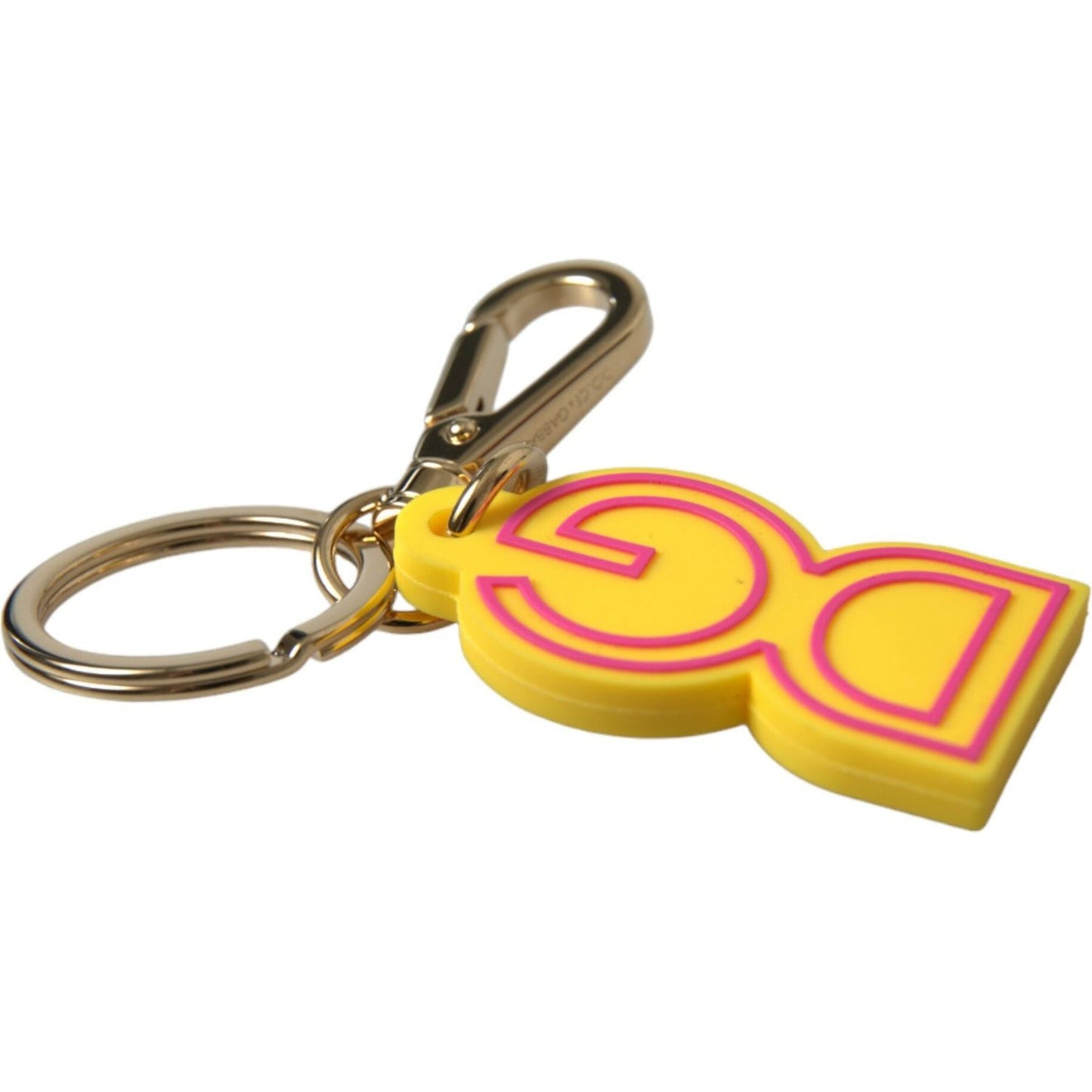 Dolce & Gabbana Yellow Rubber Gold Tone Metal DG Logo Keyring Keychain SMY101360