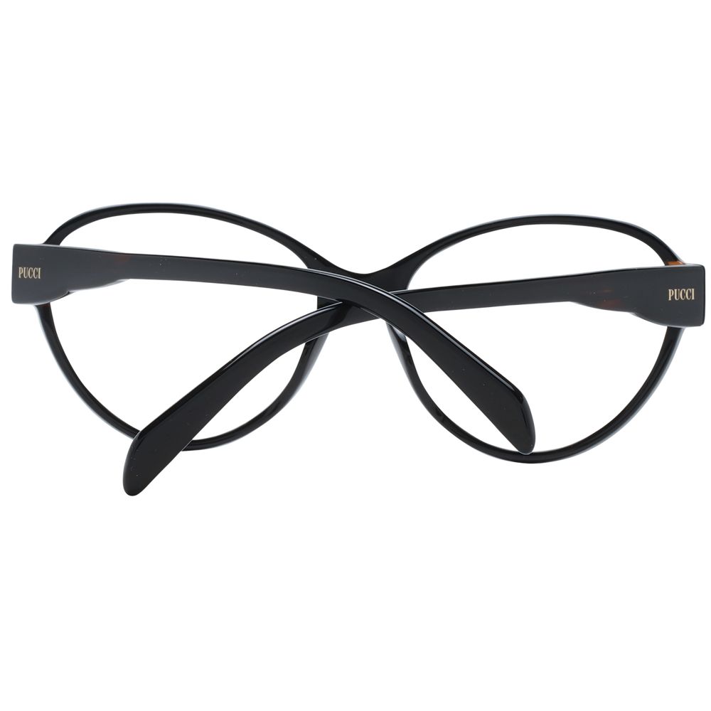 Emilio Pucci Black Women Glasses Frame in full-rim plastic with butterfly style, size 55-16-140, includes branded case