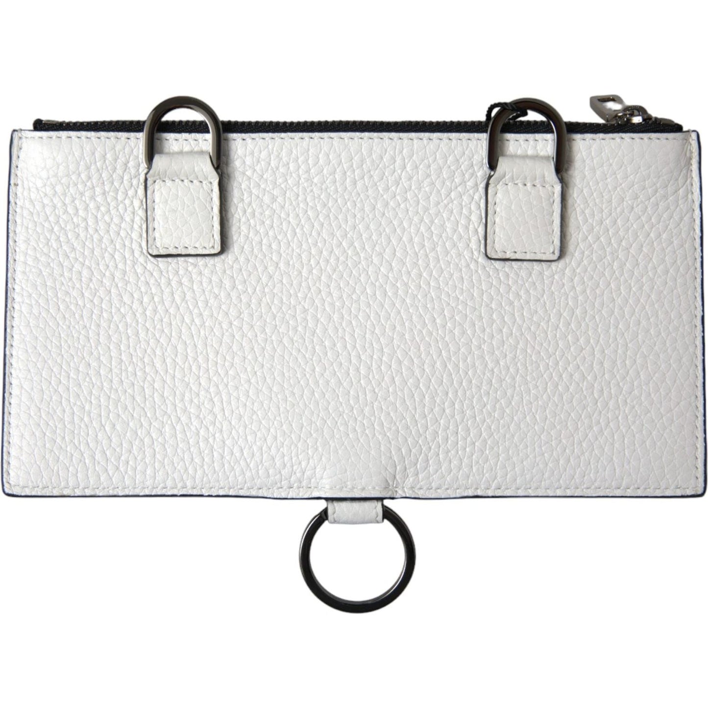 Dolce & Gabbana White Calfskin Leather Large Crossbody Card Holder Wallet