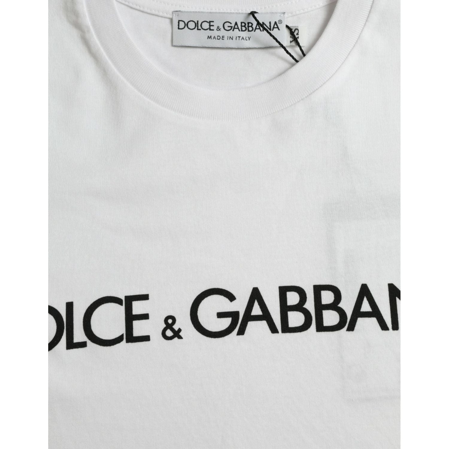Dolce & Gabbana White Logo Print Cotton Crew Neck T-shirt
