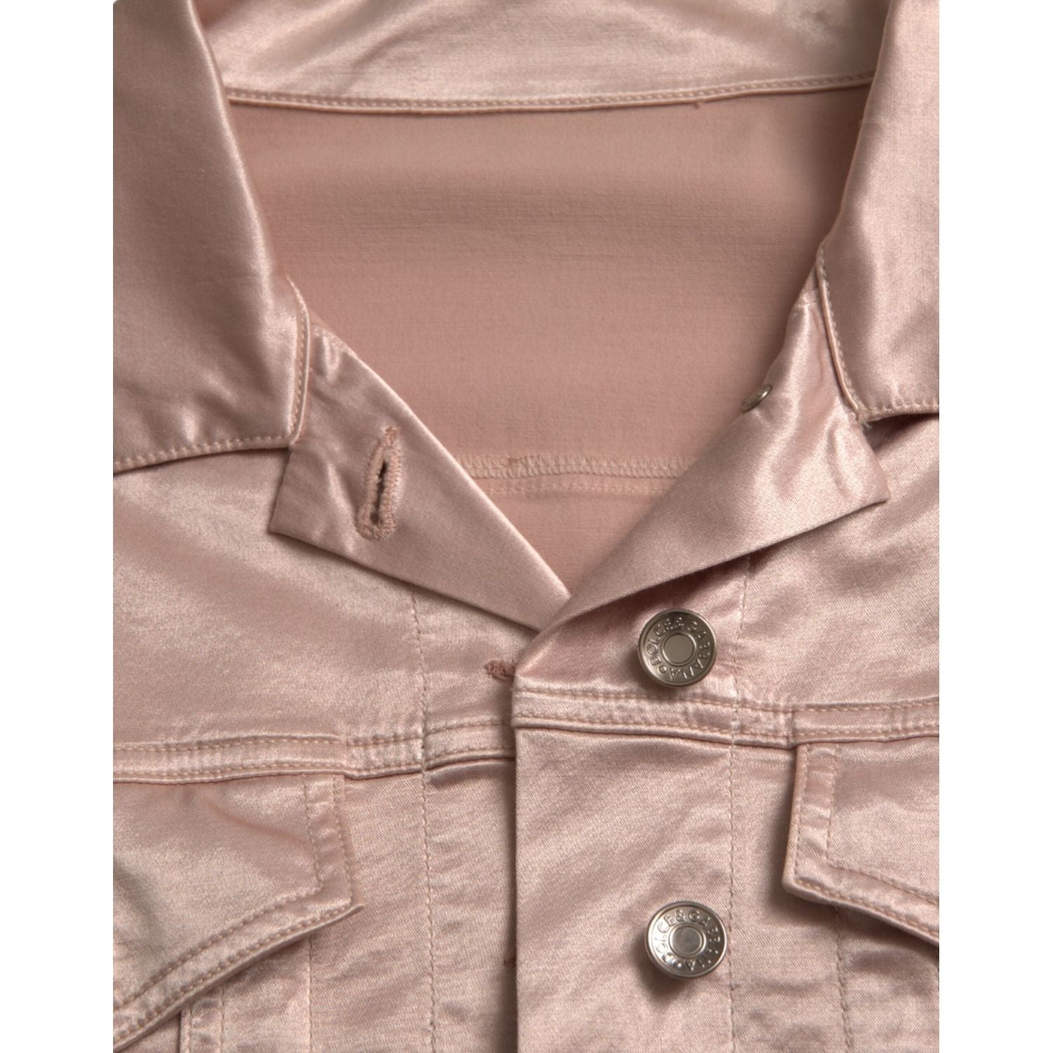 Dolce & Gabbana Pink Cotton Stretch Collared Cropped Jacket