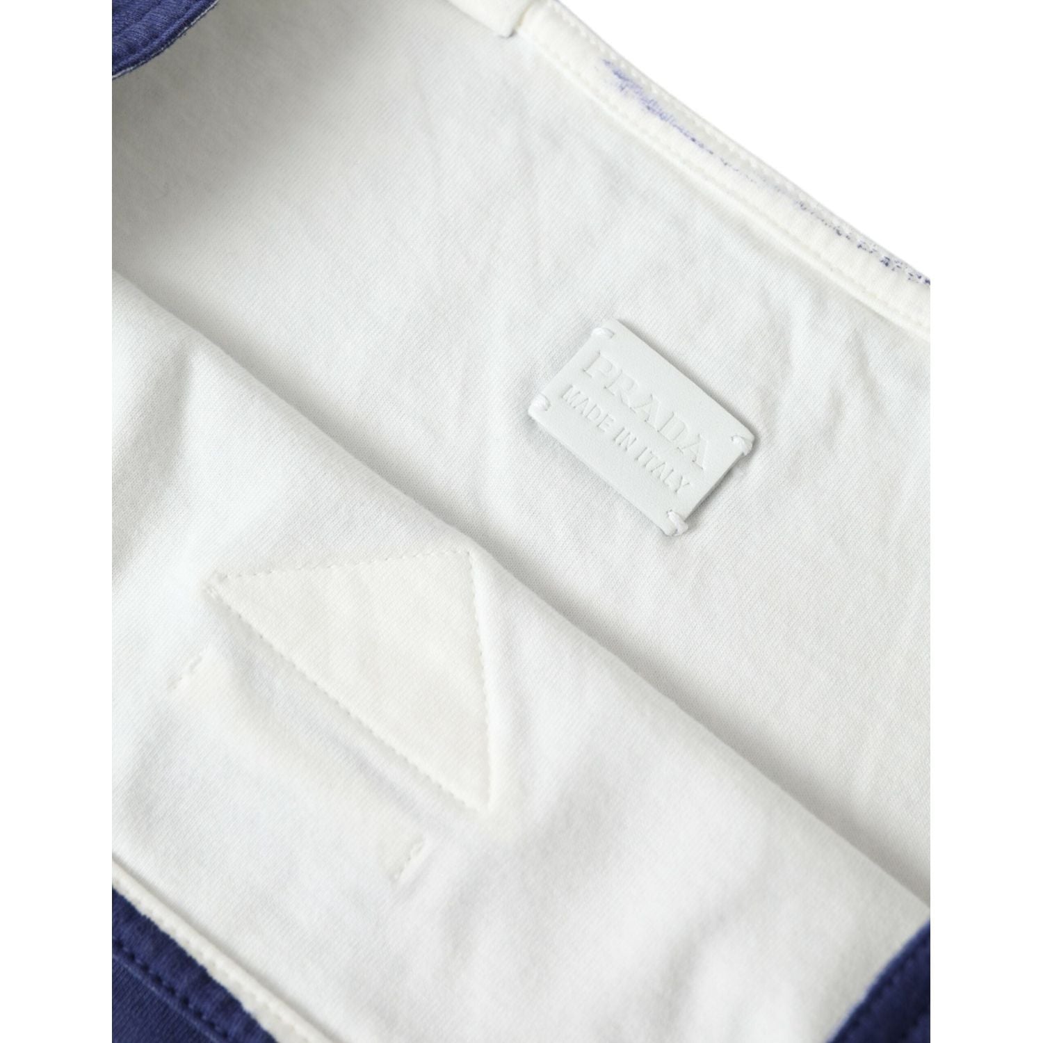 Prada Blue Jersey Fabric Logo Shoulder Shopping Tote Shopping Bag