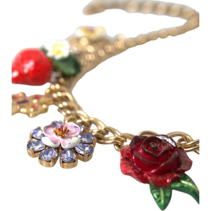 Dolce & Gabbana Gold Chain Rose Cross Strawberry Star Pendant Necklace Necklace