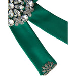Dolce & Gabbana Green Satin Bird Crystal Women Hair Clip Dolce & Gabbana Dark Slate Gray