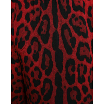 Dolce & Gabbana Red Leopard Print Viscose Bermuda Shorts Dolce & Gabbana