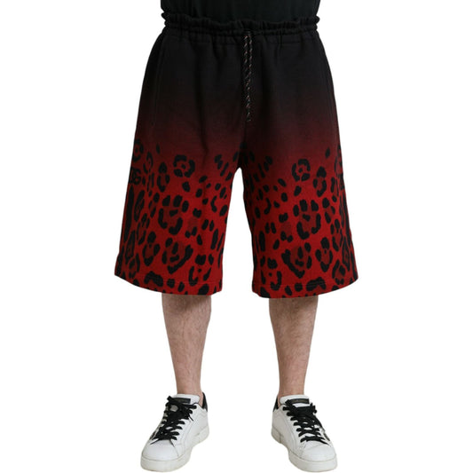 Dolce & Gabbana Red Leopard Print Cotton Bermuda Shorts PAN75020-54