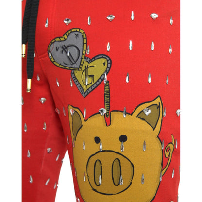 Dolce & Gabbana Red Year Of The Pig Jogger Sweatpants Pants Dolce & Gabbana