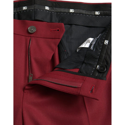 Dolce & Gabbana Red Wool Men Slim Fit Dress Pants Dolce & Gabbana
