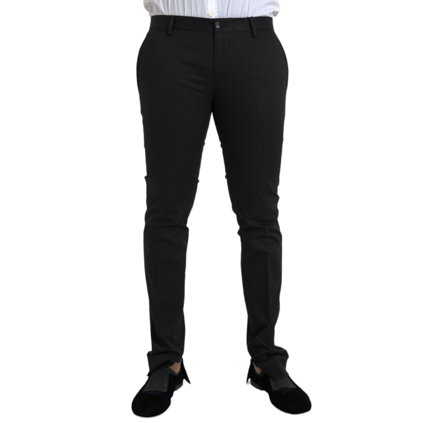 Dolce & Gabbana Black Cotton Stretch Skinny Dress Pants Dolce & Gabbana