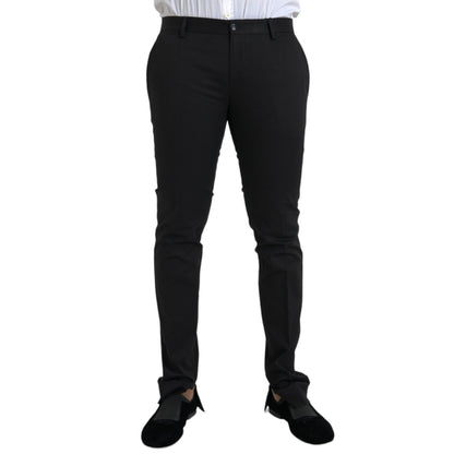 Dolce & Gabbana Black Cotton Stretch Skinny Dress Pants Dolce & Gabbana