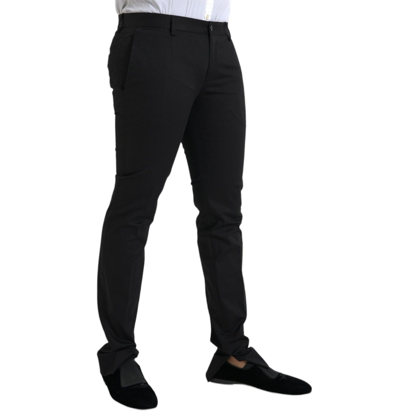 Dolce & Gabbana Black Cotton Stretch Skinny Dress Pants Dolce & Gabbana