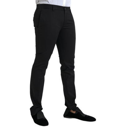 Dolce & Gabbana Black Cotton Stretch Skinny Dress Pants Dolce & Gabbana