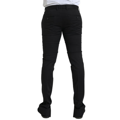Dolce & Gabbana Black Cotton Stretch Skinny Dress Pants Dolce & Gabbana