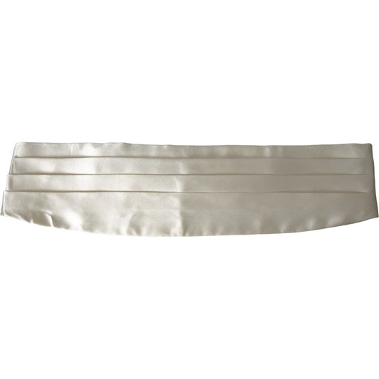 Dolce & Gabbana White Men Wide Waist Silk Belt Cummerbund