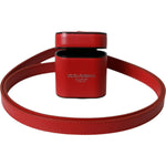 Dolce & Gabbana Red Calfskin Leather Logo Print Strap Men Airpods Case SMY101328