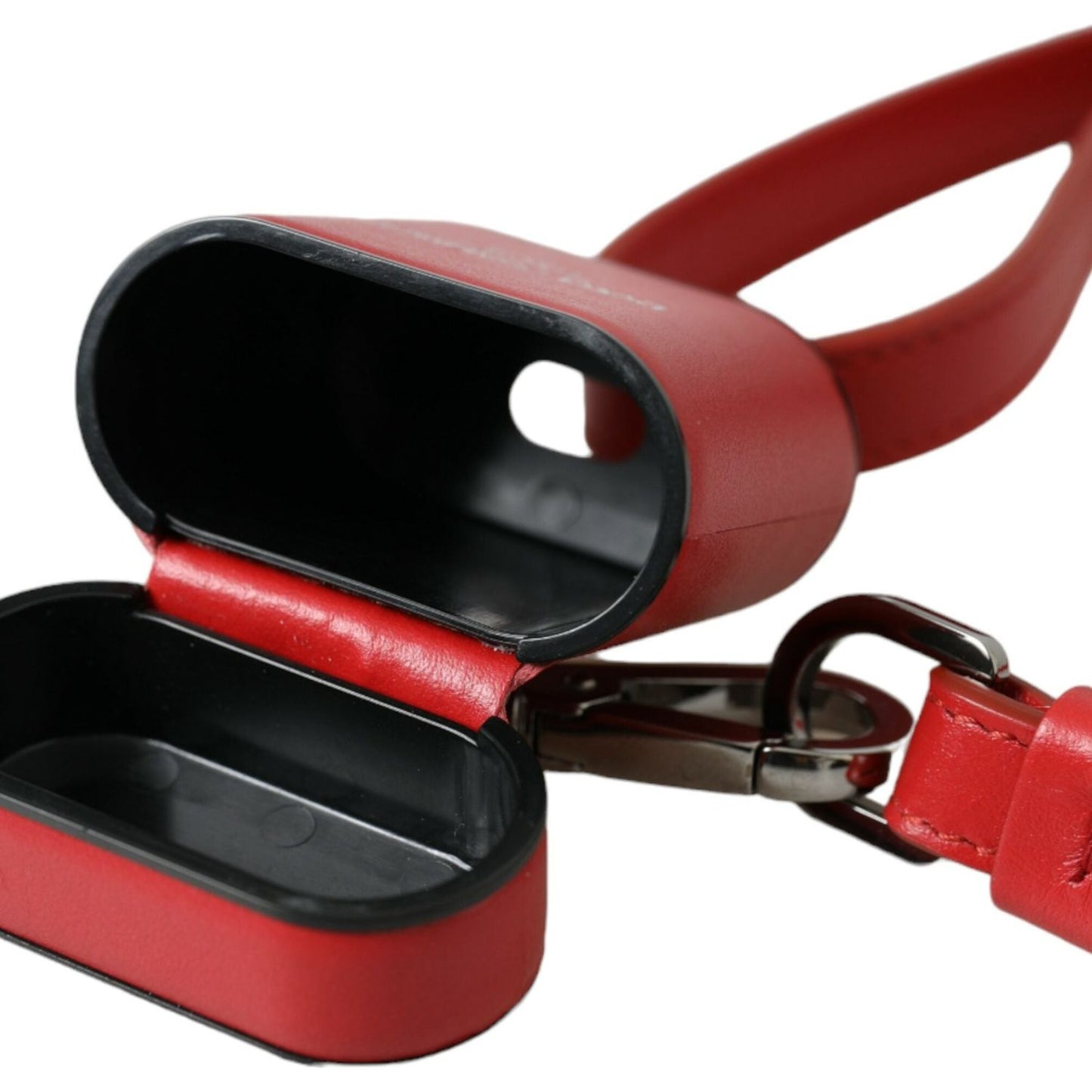 Dolce & Gabbana Red Calfskin Leather Logo Print Strap Men Airpods Case SMY101328