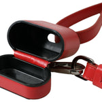 Dolce & Gabbana Red Calfskin Leather Logo Print Strap Men Airpods Case SMY101328