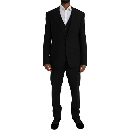 Dolce & Gabbana Black Polyester STAFF Formal 3 Piece Suit 1728,67345645728,Black,Clothing,Dolce & Gabbana,IT54 | XL,Material: 54% Polyester 44% Wool 2% Elastane,Men,New with tags,Suits & Blazers - Clothing,Suits - Men - Clothing,Three-Piece Suits - Suits