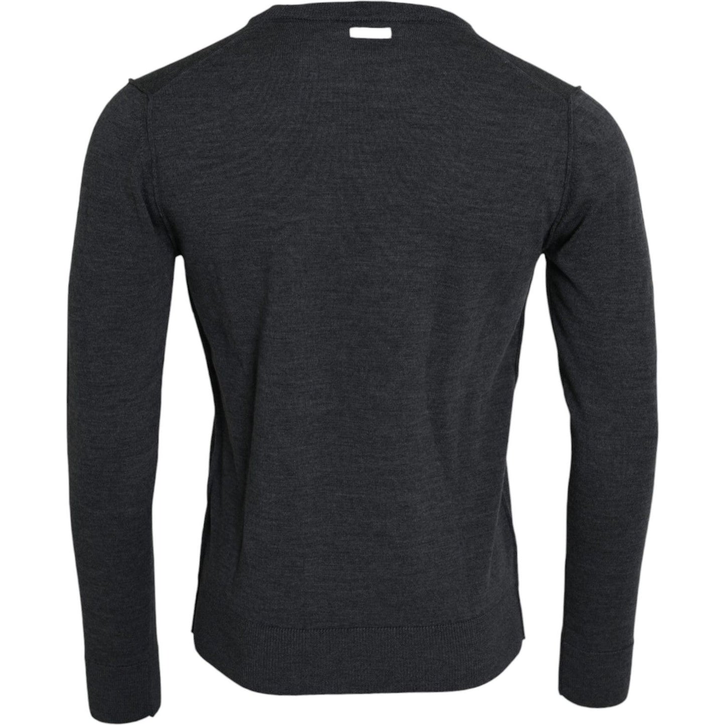 Dolce & Gabbana Dark Gray Wool Crew Neck Pullover Sweater