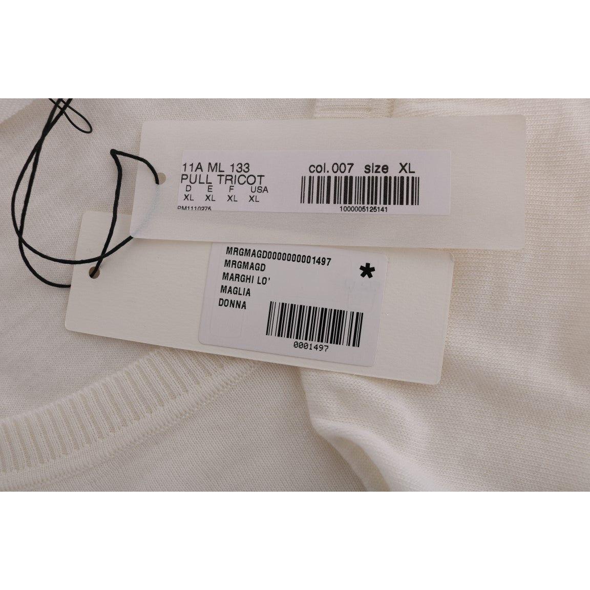 MARGHI LO' White 100% Lana Wool Top Blouse T-shirt