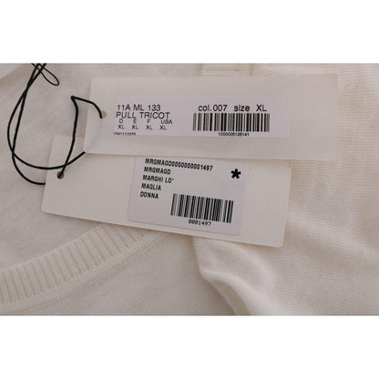 MARGHI LO' White 100% Lana Wool Top Blouse T-shirt