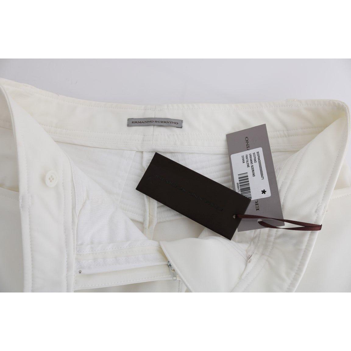 Ermanno Scervino White Cotton Slim Fit Casual Pants