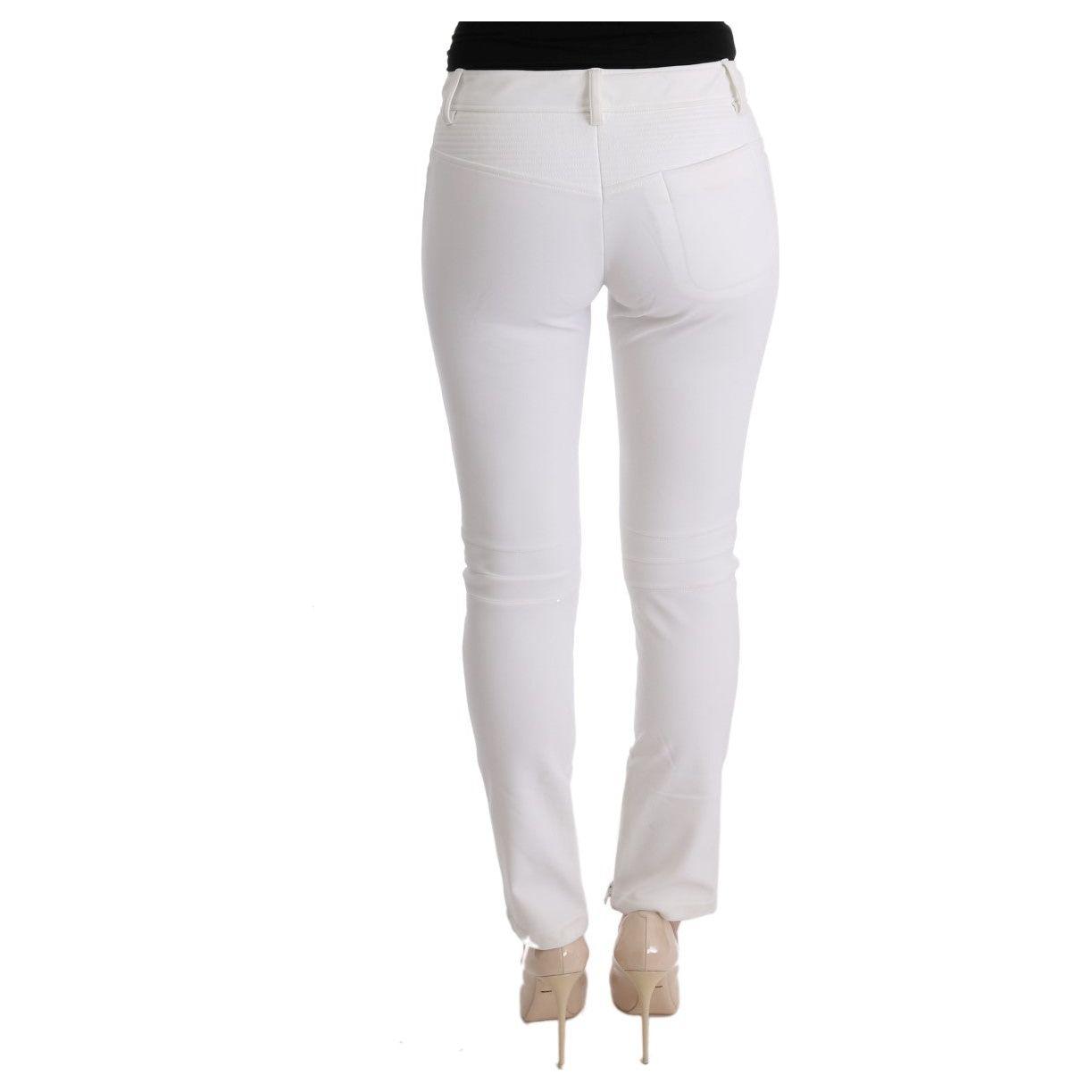 Ermanno Scervino White Cotton Slim Fit Casual Pants