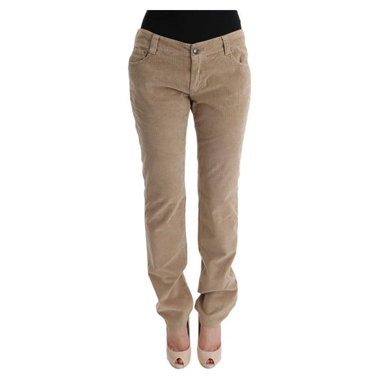 Ermanno Scervino Beige Cotton Velvet Regular Fit Pants Jeans & Pants