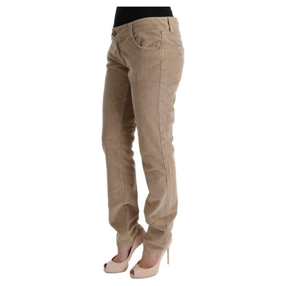 Ermanno Scervino Beige Cotton Velvet Regular Fit Pants Jeans & Pants
