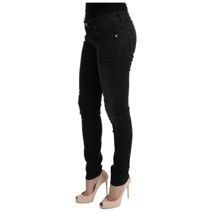 Acht Black Denim Cotton Bottoms Slim Fit Jeans Jeans & Pants