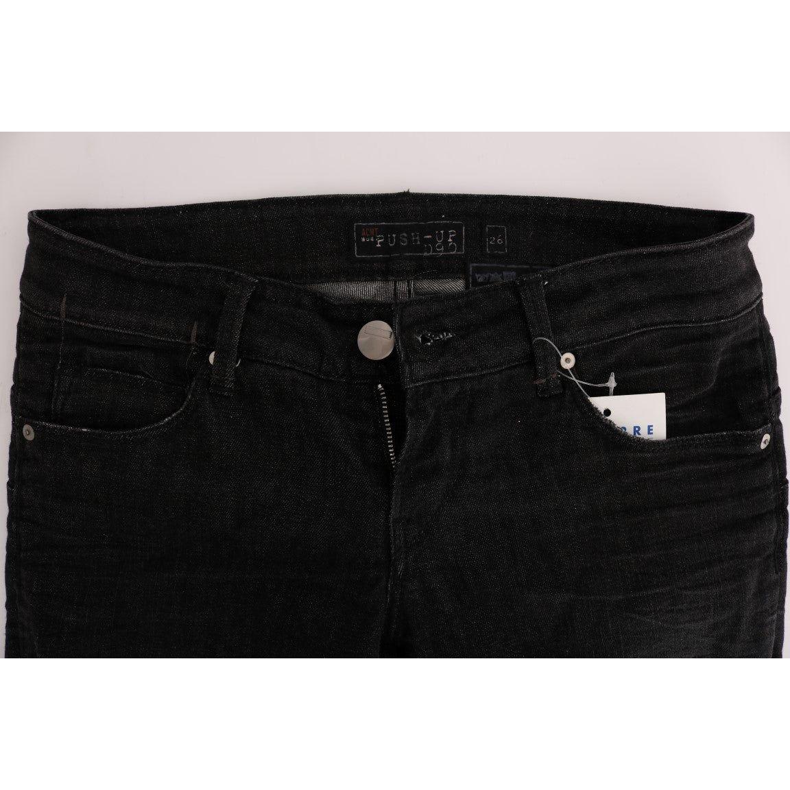 Acht Black Denim Cotton Bottoms Slim Fit Jeans Jeans & Pants