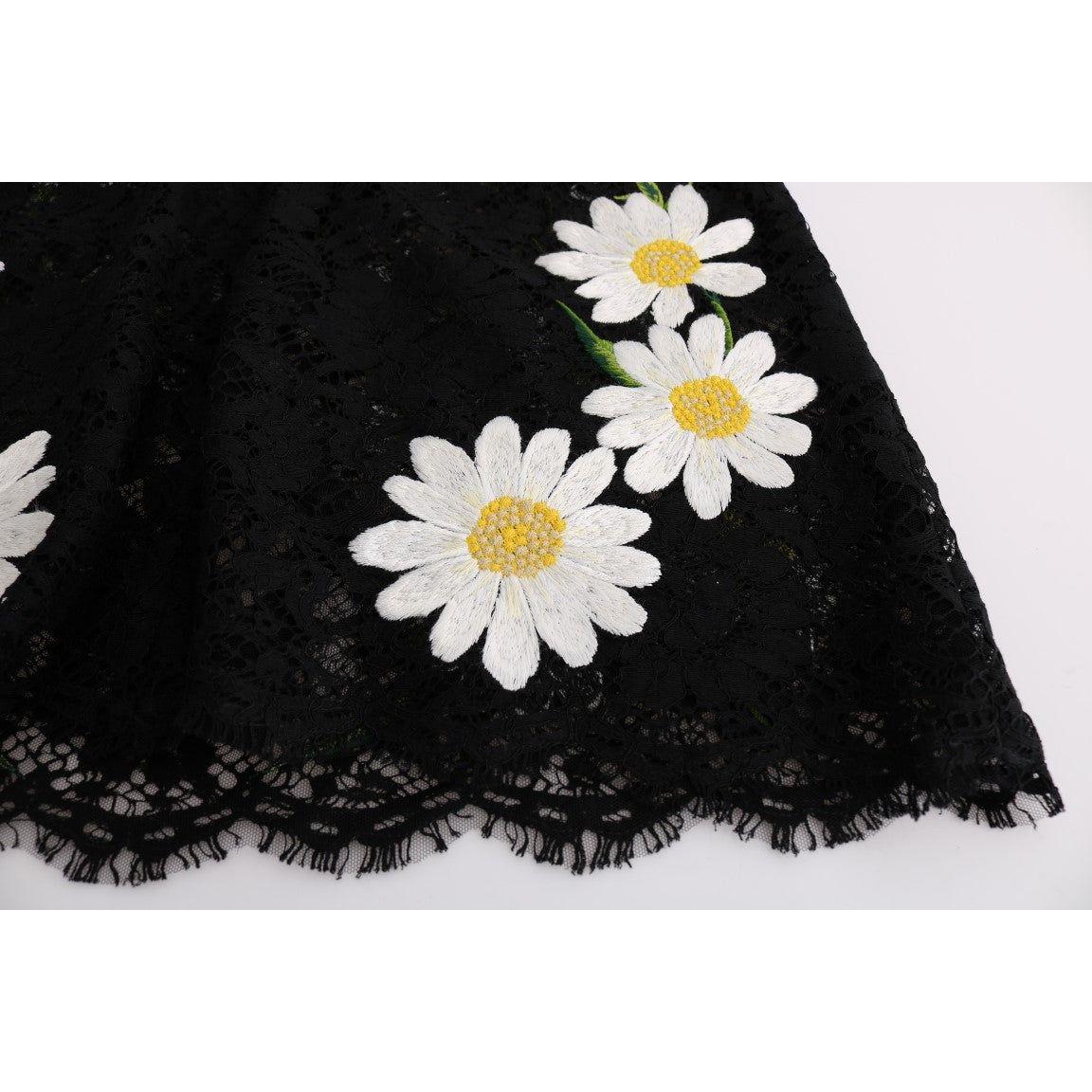 Dolce & Gabbana Black Floral Lace Chamomile Sicily Dress