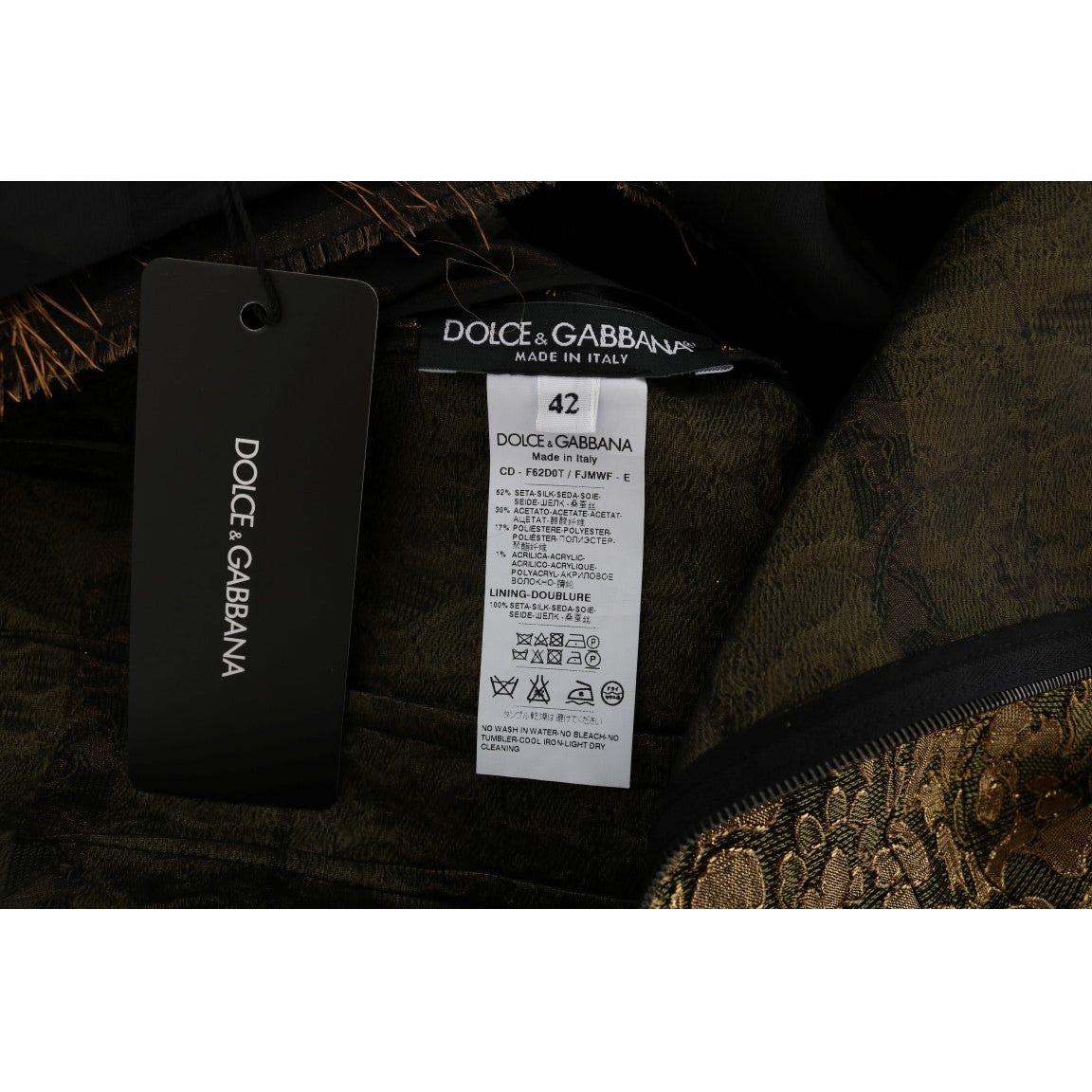 Dolce & Gabbana Black Silk Brown Fringes A-Line Dress