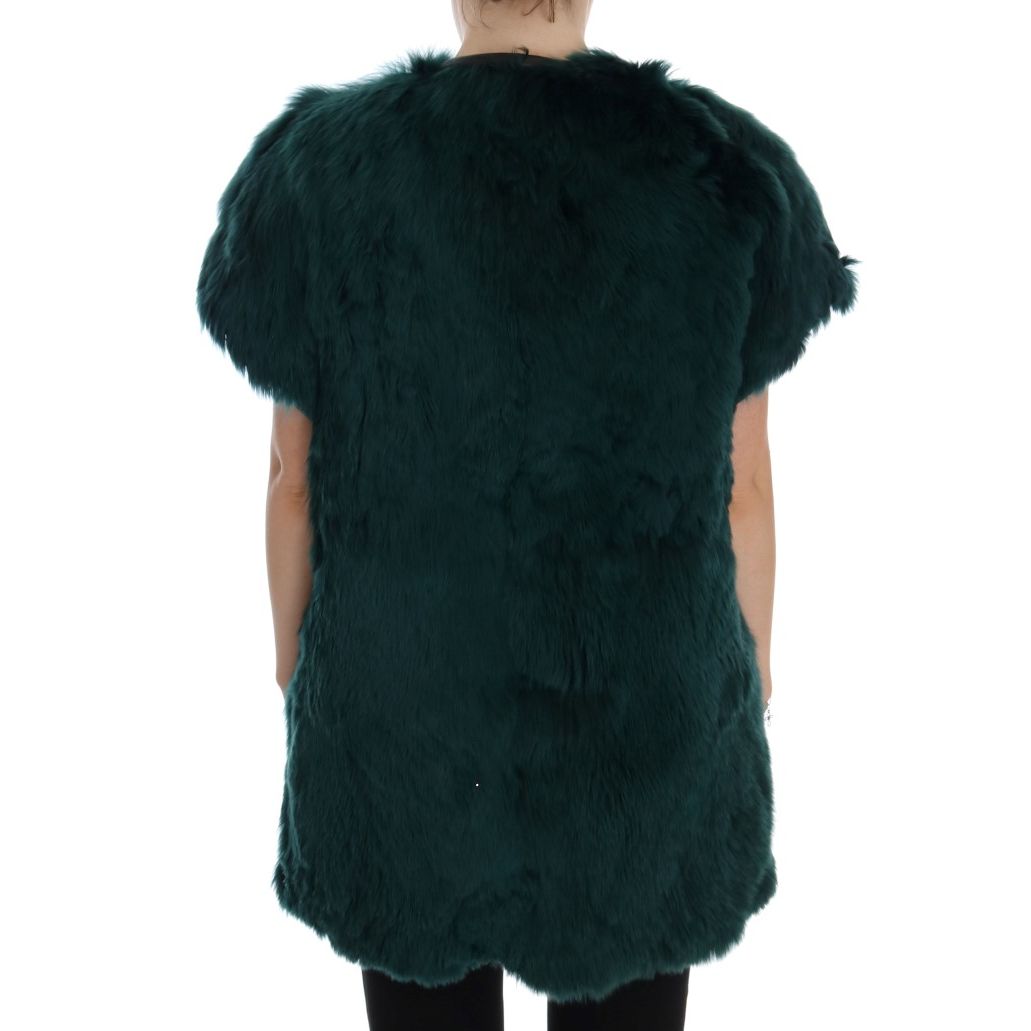 Dolce & Gabbana Green Alpaca Fur Vest Sleeveless Jacket