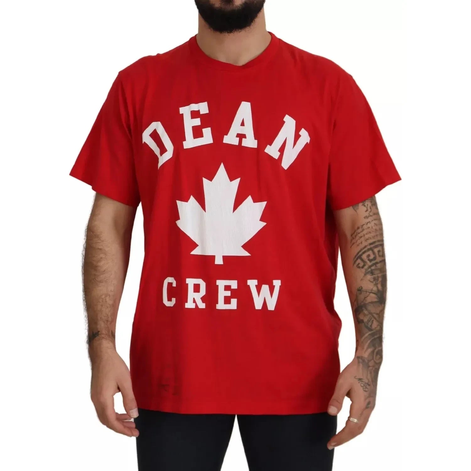 Dsquared² Red Printed Cotton Short Sleeves Crewneck T-shirt