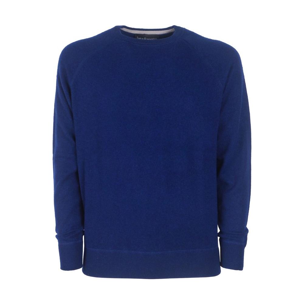 Emilio Romanelli Blue Cashmere Men Sweater