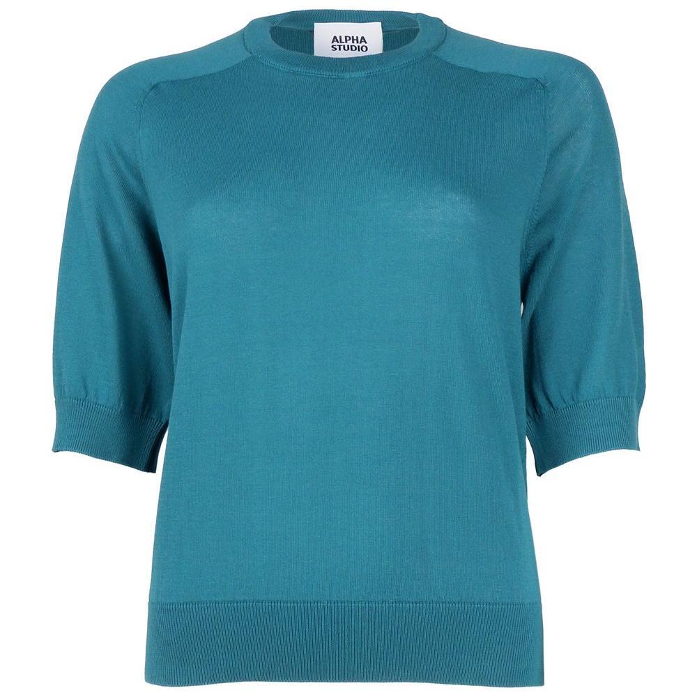 Alpha Studio Green Cotton Sweater AL-12979-IT42|M