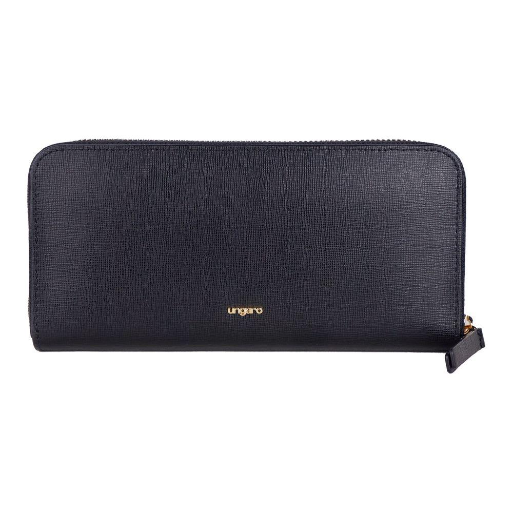 Ungaro Elegant Leather Zippered Wallet in Classic Black