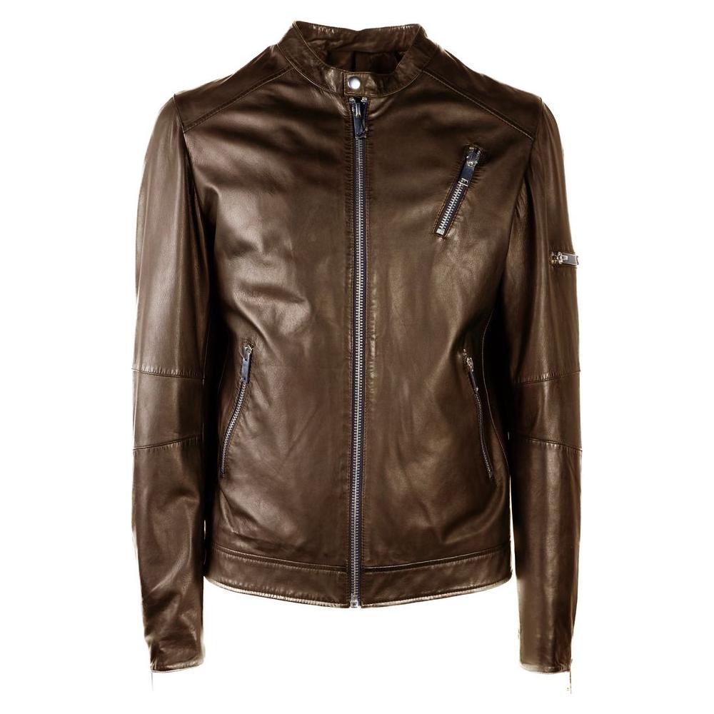 Emilio Romanelli Brown Leather Jackets & Coat