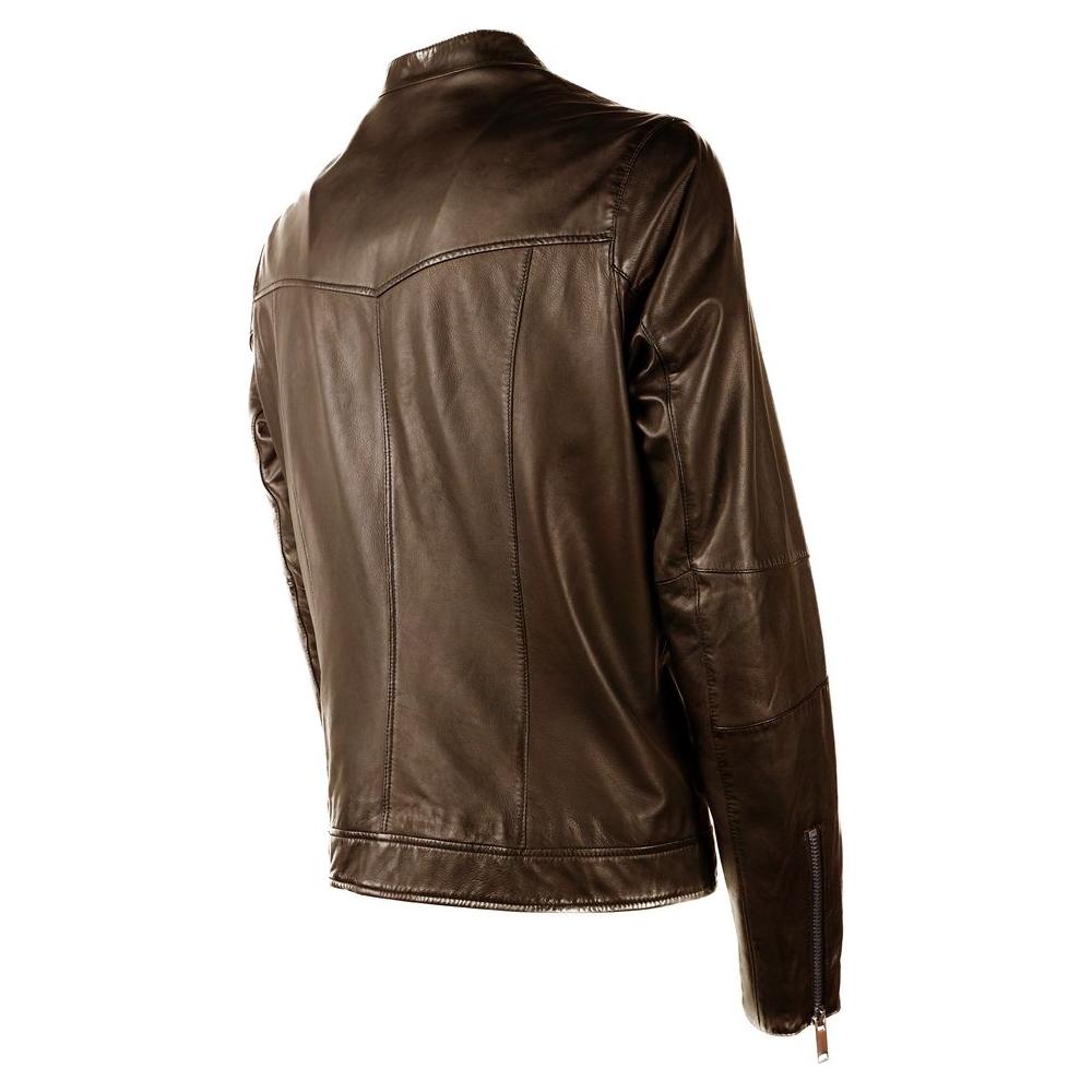 Emilio Romanelli Brown Leather Jackets & Coat